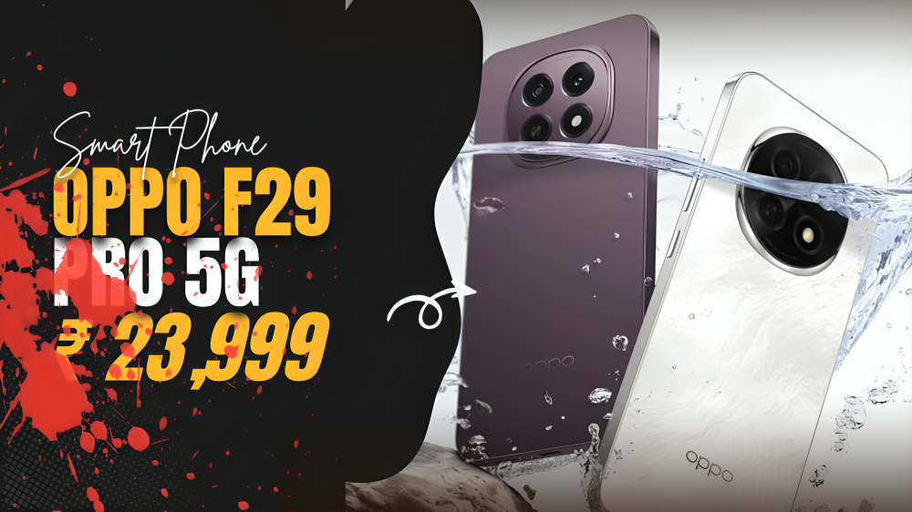 OPPO F29 Pro 5G Marble White with 12GB RAM, 256GB Storage, 6000mAh battery and blazing 80W fast charger.